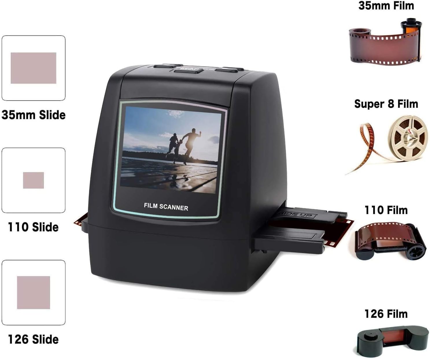 DIGITNOW Film and Slide Scanner with 22MP Converts 126KPK/135/110/8mm/Super 8 Films, Slides & Negatives All in One into Digital Photos, 2.4 LCD Screen, Impressive 128MB Built-in Memory