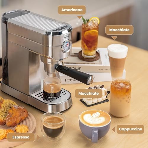 Gevi Espresso Expresso Machine 20 Bar with Auto Milk Frother, Professional Espresso Maker with Steam Wand, Compact Stainless Steel Cappuccino & Latte Machine, Gift for Coffee Lover, Home Baristas