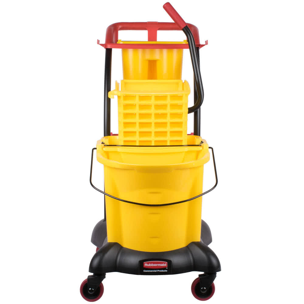 Rubbermaid Commercial WaveBrake 35 Quart Mopping Trolley Side Press Yellow