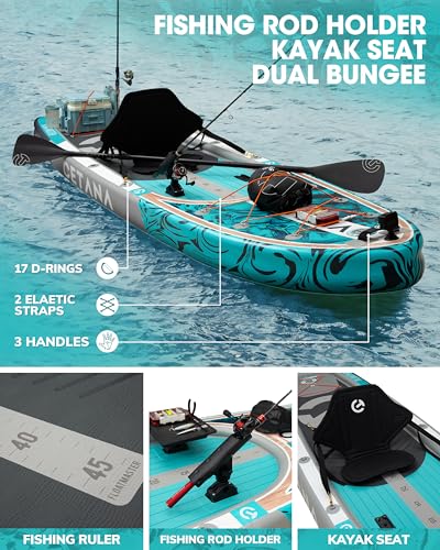 CETANA 11'6×35" Extra Wide Stand Up Paddle Board for Adults & Youth, 400lb Capacity Inflatable Paddle Board, Sup for 2+1 Person with Removable US Fin, 100L Backpack, Floating Paddle, Safety Leash