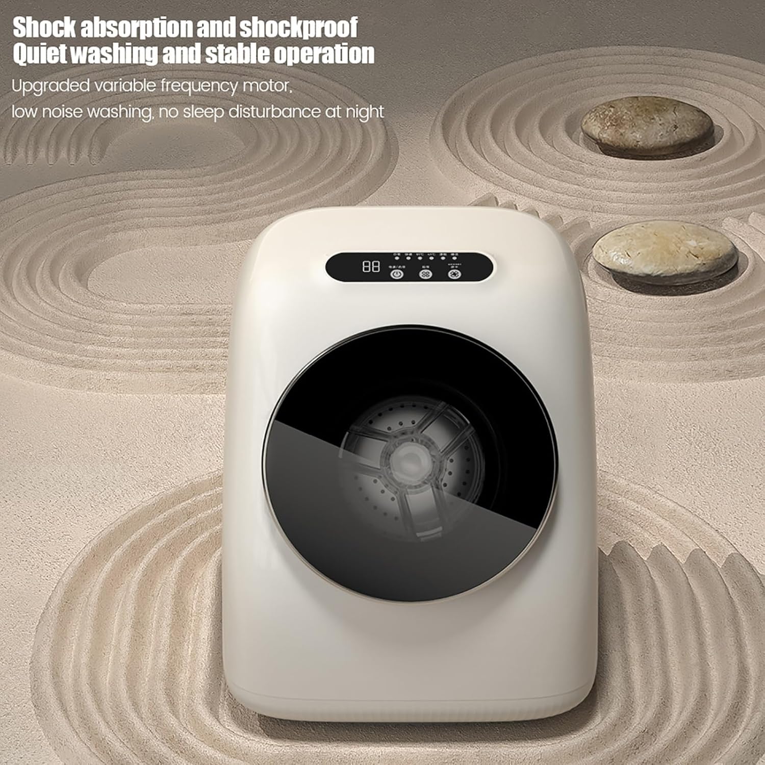 Mini Automatic Washing Machine, 2L Underwear Washer with Spin Dryer, Compact Small Portable Laundry Machine with Touch Panel, Stainless Steel Inner Barrel, 7 Washing and Care Modes