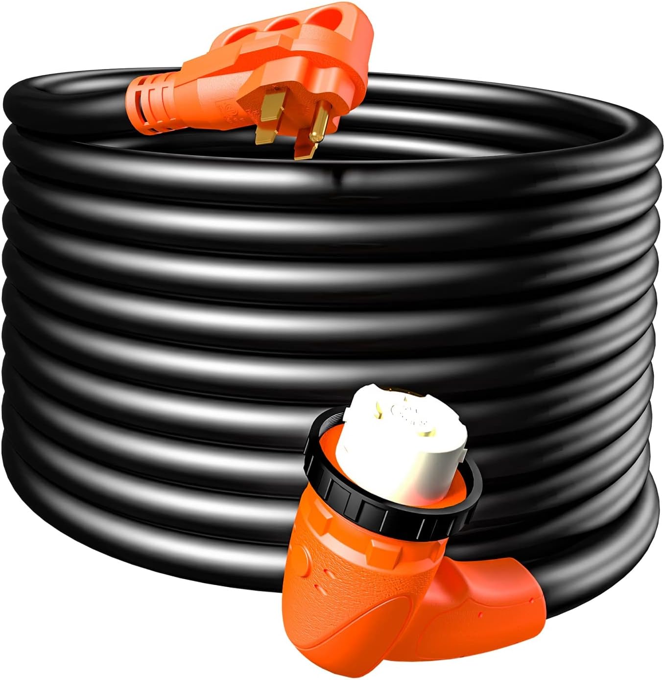 RVICORD 50 Amp 25Feet RV Heavy Duty STW Power Extension Cord for RV and Automotive AWG (6/3+8/1) with Locking Connector and Grip NEMA 14-50P to NEMA SS2-50R ETL Certified