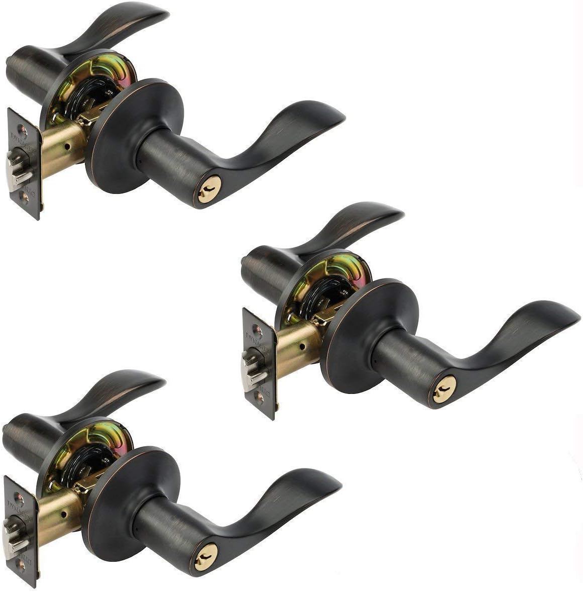 Dynasty Hardware HER-00-12P, Heritage Front Door Entry Lever Lockset, Aged Oil Rubbed Bronze - (3 Pack) - Keyed Alike Pack of 2