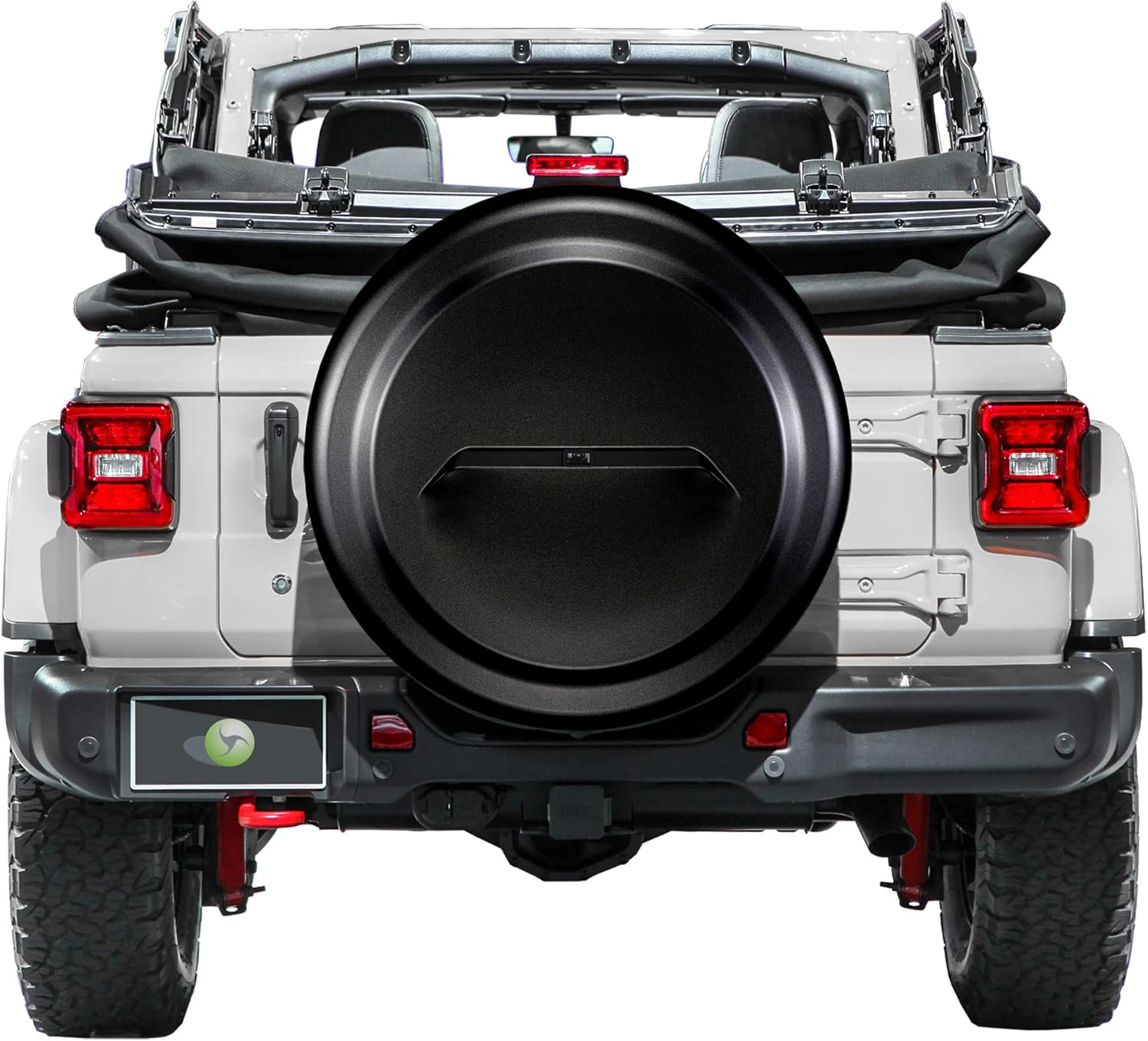 Boomerang - 32" Black-Textured Rigid JL Tire Cover (Plastic Face & Vinyl Band) for Jeep Wrangler JL (with Back-up Camera) - (2018-2021)