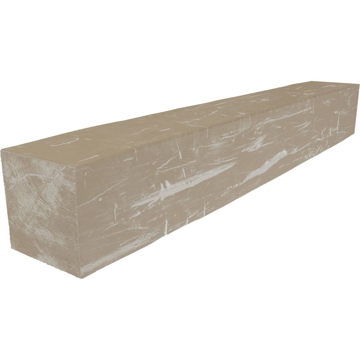 Ekena Millwork MANUHH06X10X84WH 6x22H x 10x22D x 84x22W Hand Hewn Faux Wood Fireplace Mantel, White Washed
