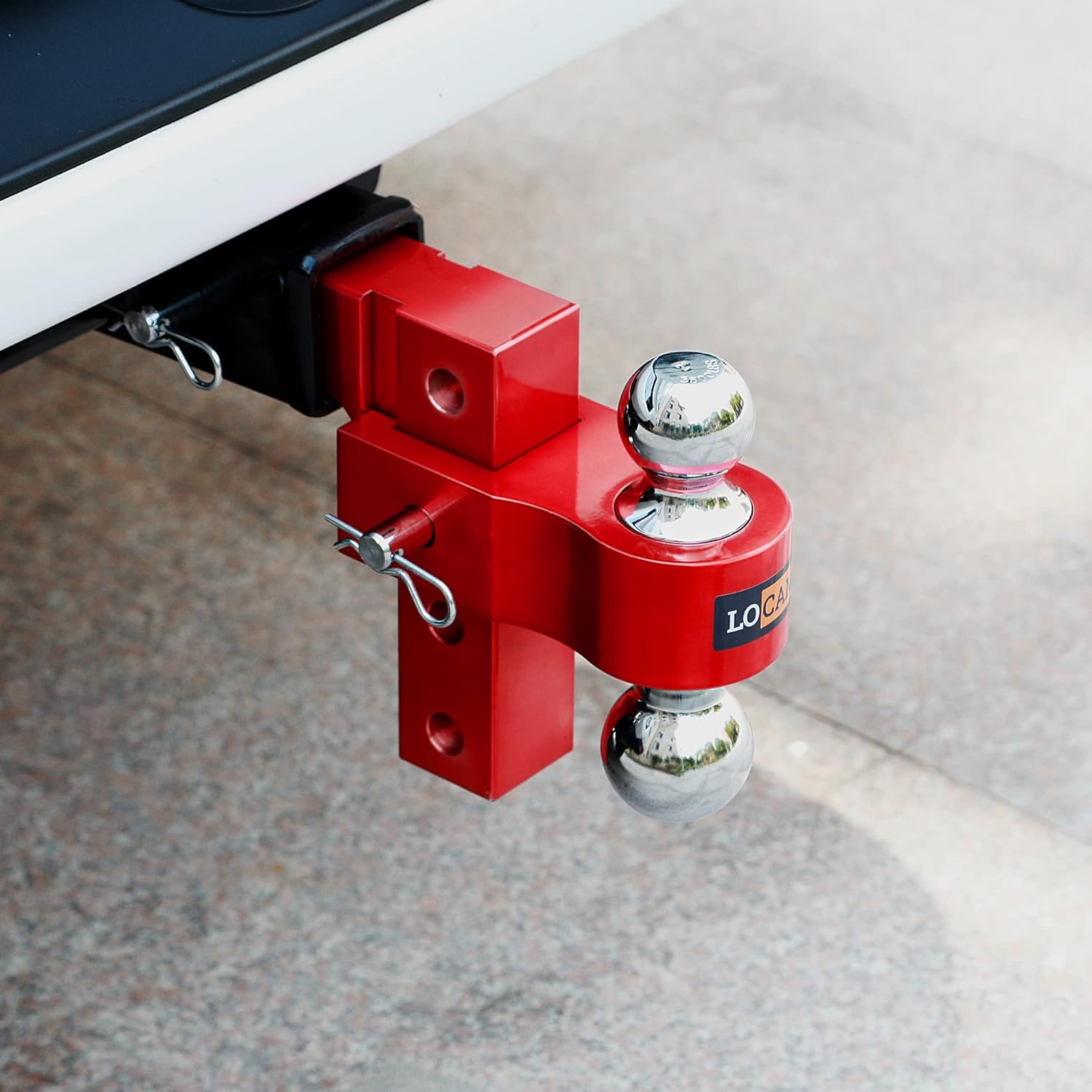LOCAME Adjustable Trailer Hitch, Fits 2-Inch Receiver, 6-Inch Drop/Rise Aluminum Drop Hitch, Tow Hitch for Heavy Duty Truck with Double Stainless Steel Pins, Red, LC0001