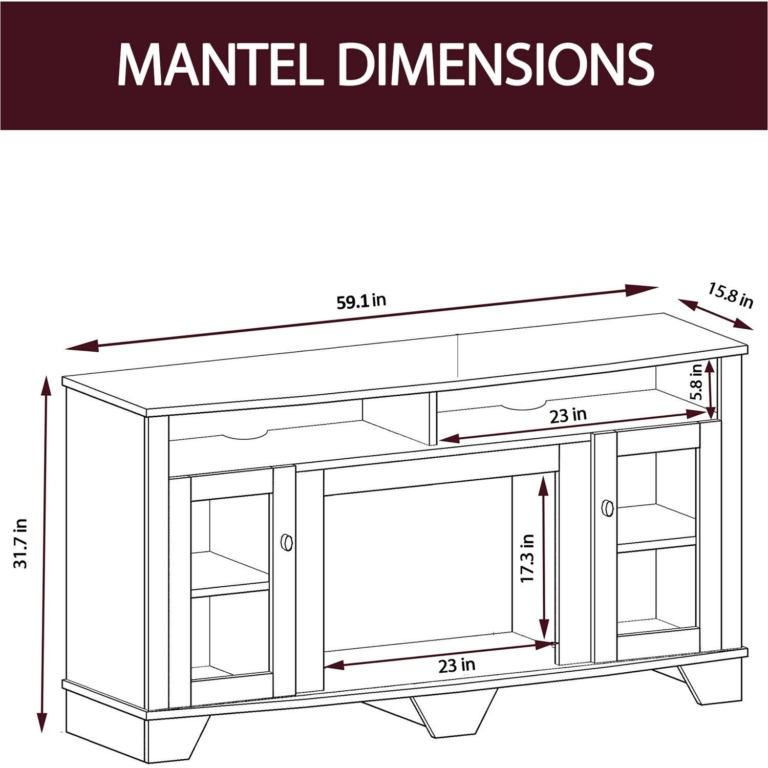 Cambridge Savona Electric Fireplace with Entertainment Stand Multicolor LED Flame Display Cherry