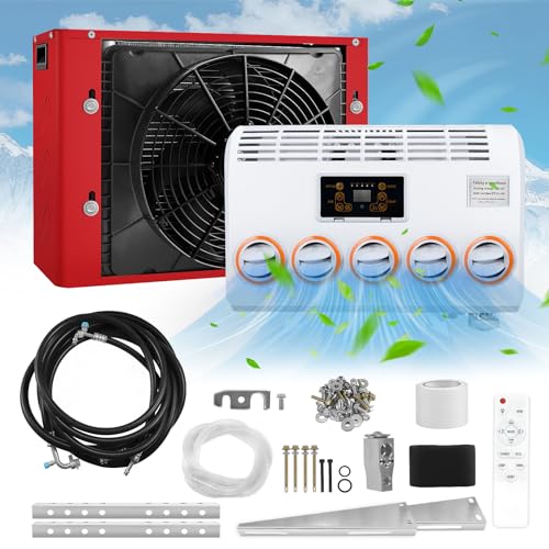 mohngie 12 volt DC Air Conditioner, 12000BTU Electric 12V Truck Air Conditioner for RVs, Trucks, Construction Vehicles, Forklifts, Cranes Buses, Tractors, Campers (12V)