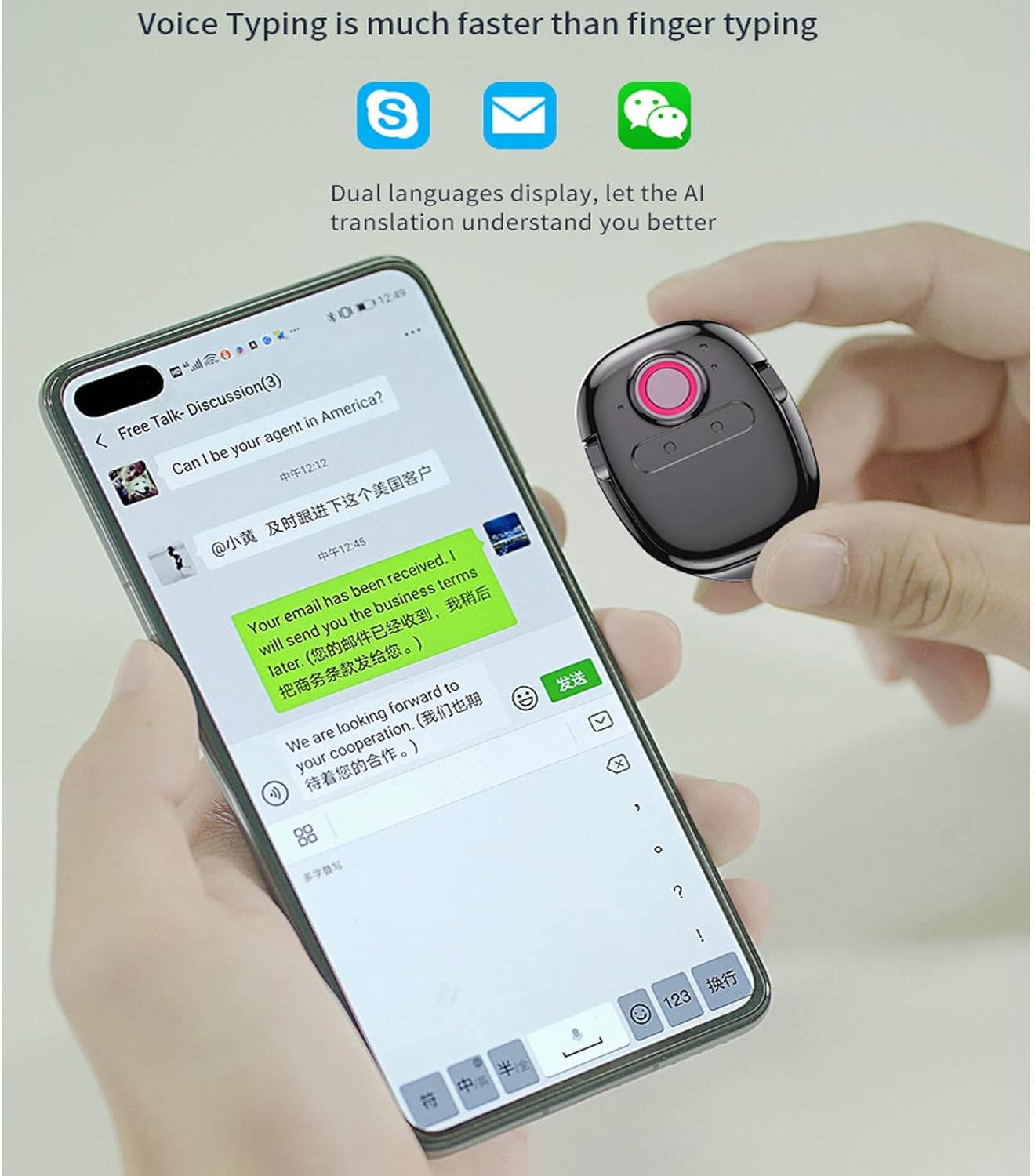 Translator Device, Voice Instant Portable Translator Interpreter Real Time Translation Tool Supports 120 Languages Voice Input Words on Any Apps Compatible Android and iOS Cellphone Smart Convenient