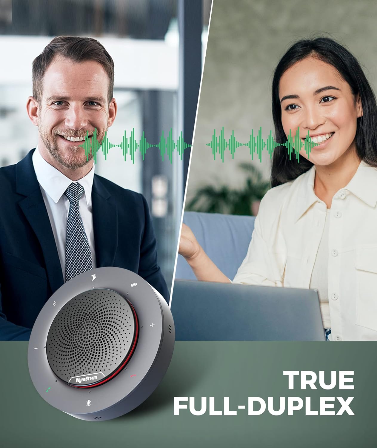 WyreStorm Halo 90 Conference Speaker, 4 Noise-canceling Mics, Enhanced 360° Voice Pickup, 4K@60Hz Video Resolution, AGC Voice Balance, Full-Duplex, with USB-C Docking Function Supply Power to PC