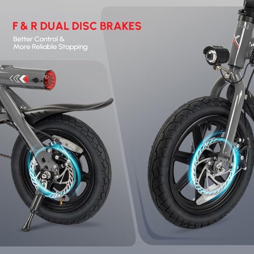 PEXMOR Electric Bike for Adults, 350W Motor (Peak 500W) Ebike 36V 6AH Battery, 14" Folding Commuter City Electric Bicycle for Adults/Teens, Complies to UL2849