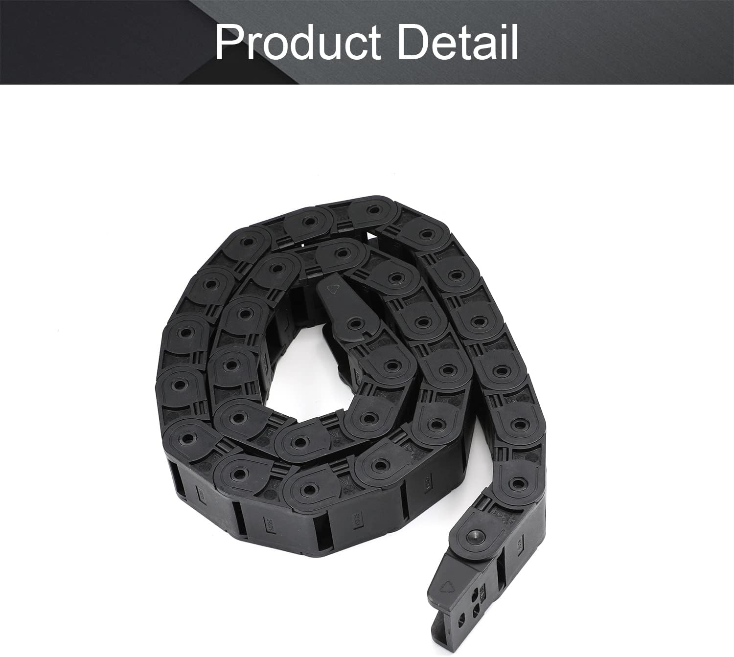 Fielect Drag Chain Cable Carrier Open Type with End Connectors R100 35X100mm 1 Meter Plastic for Electrical CNC Router Machines Black 1Pcs