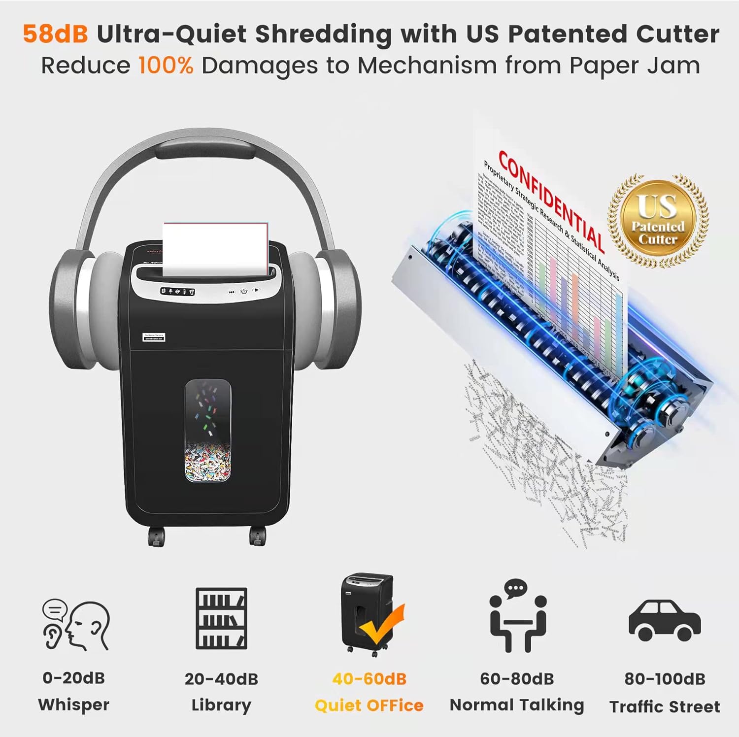 Paper Shredder for Home Use Heavy Duty with US Patented Blade,VidaTeco 18-Sheet Micro Cut Shredder,Shred CD/Card with 7.9-Gal Extra Large Bin Hold 800 Sheets,Paper Shredder with Auto Jam Proof(ETL)