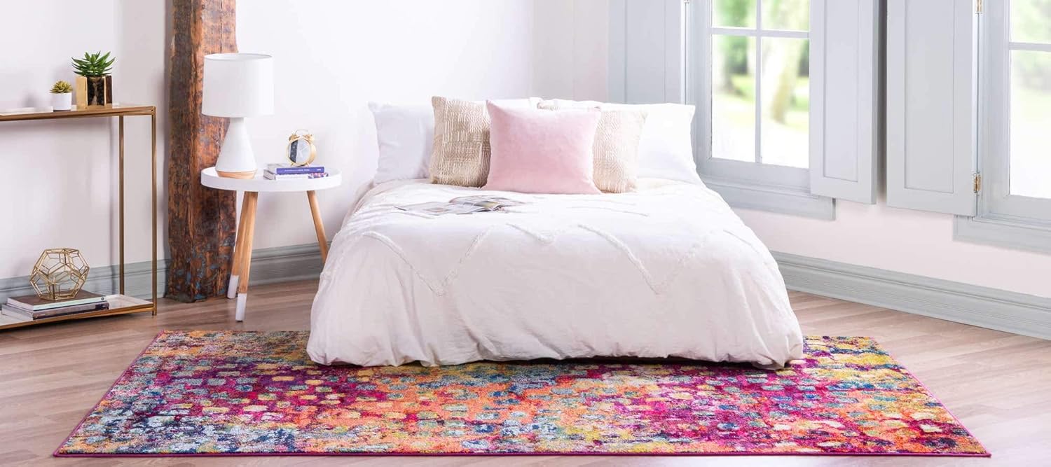 Unique Loom Jardin Collection Colorful, Vibrant, Abstract, Modern Area Rug, 8 x 10 ft, Multi/Blue