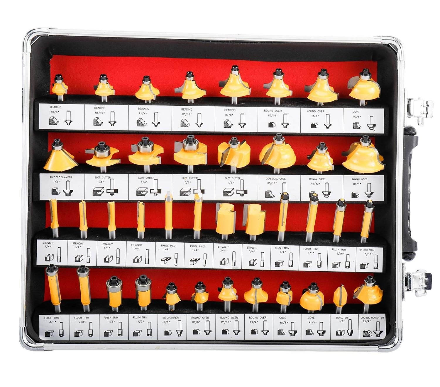 8milelake 100 pcs 1/4inches Shank Router Bit Set Tungsten Carbide Tips Woodworking Kit, Dovetails, Slot Cutters & Straight Router