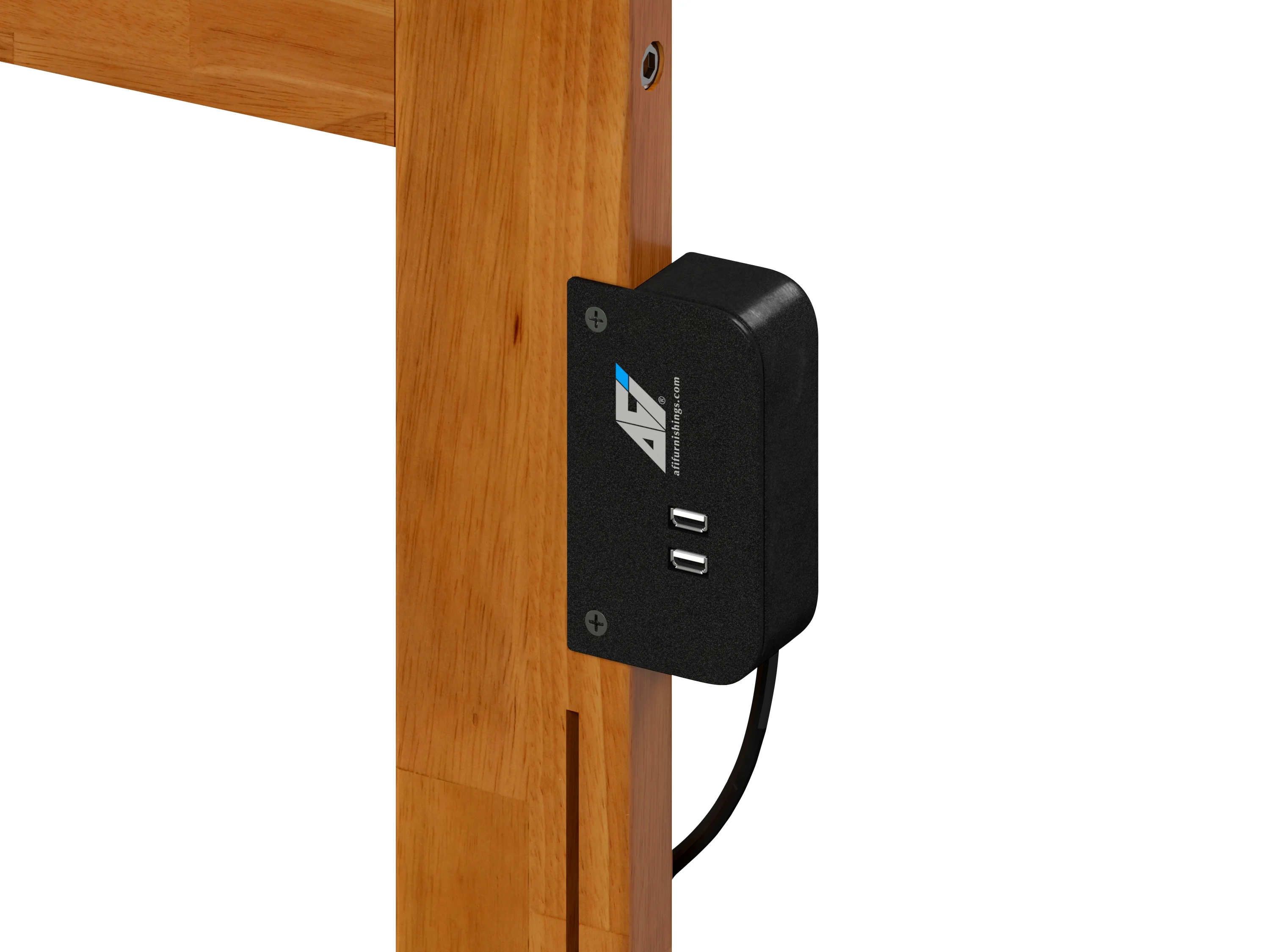 AFI Nantucket King Solid Wood Panel Headboard with Attachable Charger, Light Toffee