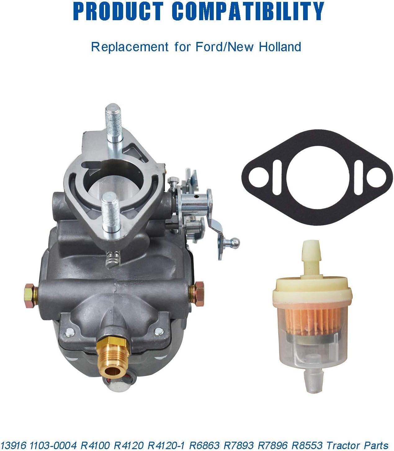 Autoparts Total Power Parts Carburetor 1103-0004 Replacement for Ford/New Holland Tractor 3000 Series 3 Cyl 1965-1974 3055 13916 C5NE9510C C5NN9510M C7NN9510C