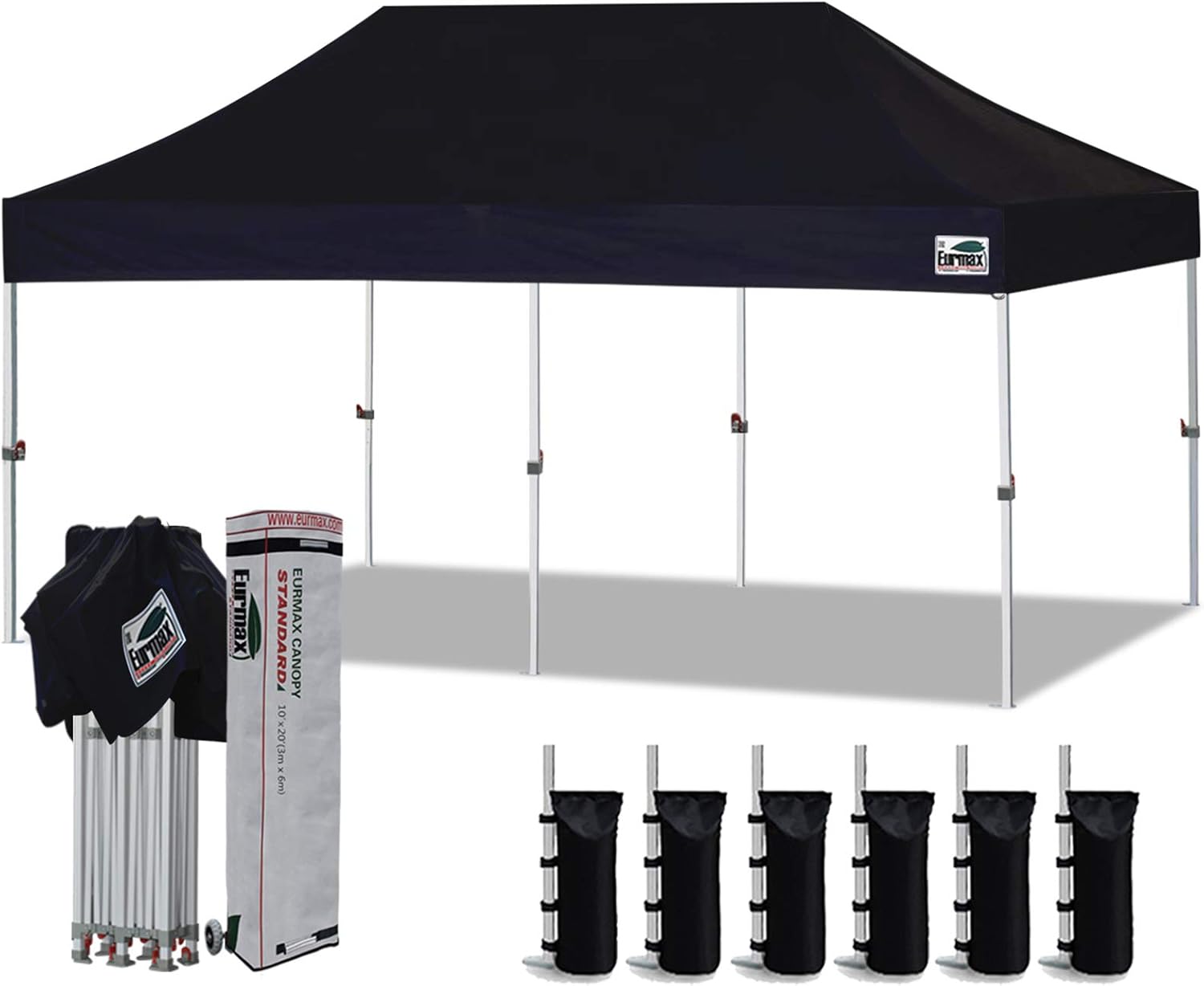 Eurmax USA 8'x12' Ez Pop Up Canopy Tent Commercial Instant Canopies with Heavy Duty Roller Bag,Bonus 4 Sand Weights Bags (Red)