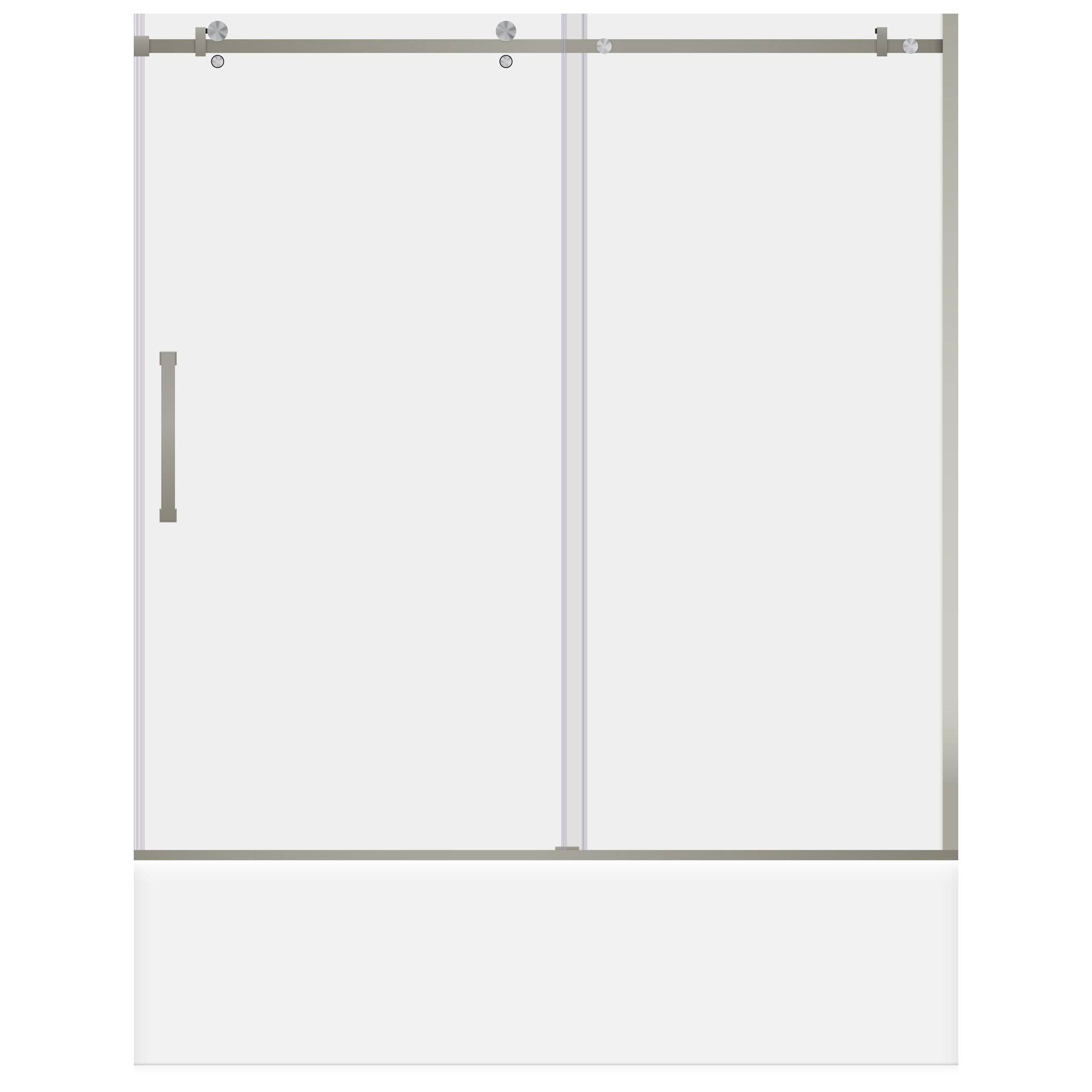 LessCare Ultra-B 58-62W x 60H Bathtub Doors, Semi-frameless, Chrome Finish (Brushed Nickel Finish)