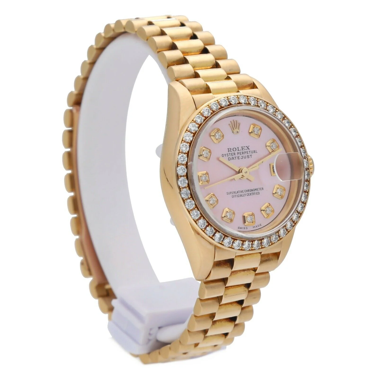 Rolex 69178 Datejust 18k Yellow Gold Diamonds Pink MOP Automatic Ladies Watch