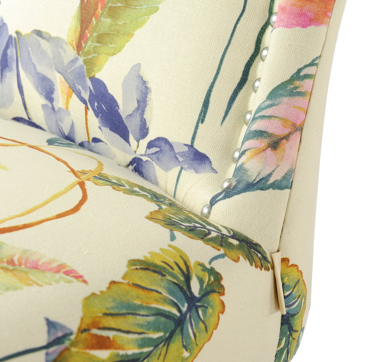 Paradise Upholstered Accent Chair Off White Floral Fabric