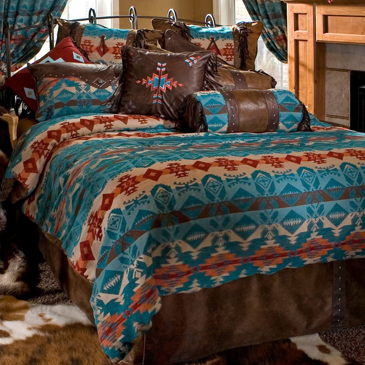Carstens Turquoise Chamarro Southwestern Queen Bedding Set