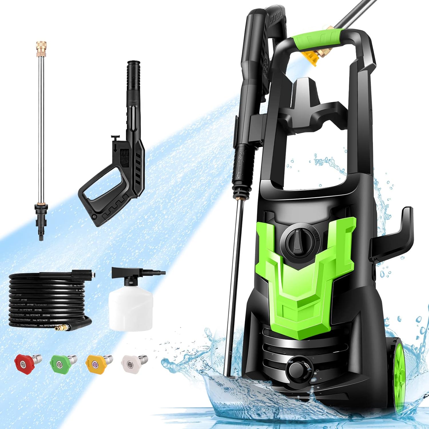 Pressure Washer 3000PSI, Power Washer 2.6GPM Electric Pressure Washer 1900W Electric Power Washer with 4 Nozzles for Cleaning Cars, Driveways, Garden