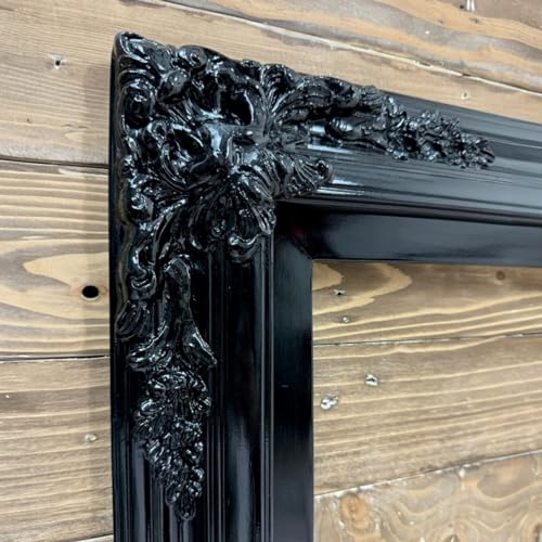 TV frame for Samsung The Frame TV, fits 32, 43, and 50 inch TVS. Glossy Black Finish (not for use with other models). Handmade wood ornate TV Frame.