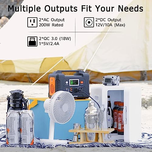 200W Portable Power Station, FlashFish 40800mAh Solar Generator With 110V AC Outlet/2 DC Ports/3 USB Ports, Backup Battery Pack Power Supply for CPAP Outdoor Adventure Load Trip Camping Emergency