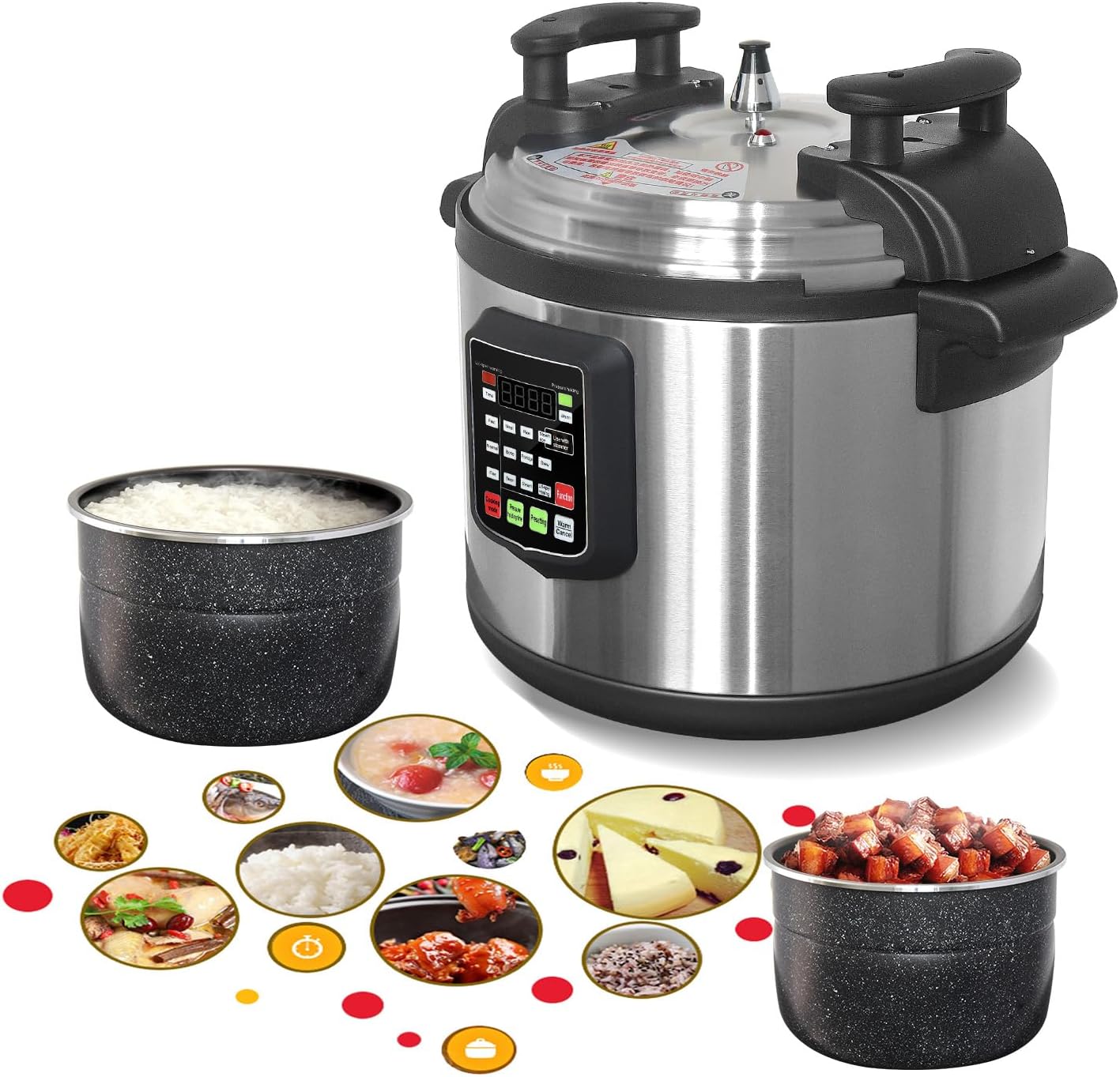 Kolice Commercial Multi-Function Pressure Cooker,Multi Cooker Pressure Canner With Non-stick Inner Pot, 45L (48 QT),5000W,For Hotel Canteen Restaurant and Household Kitchen