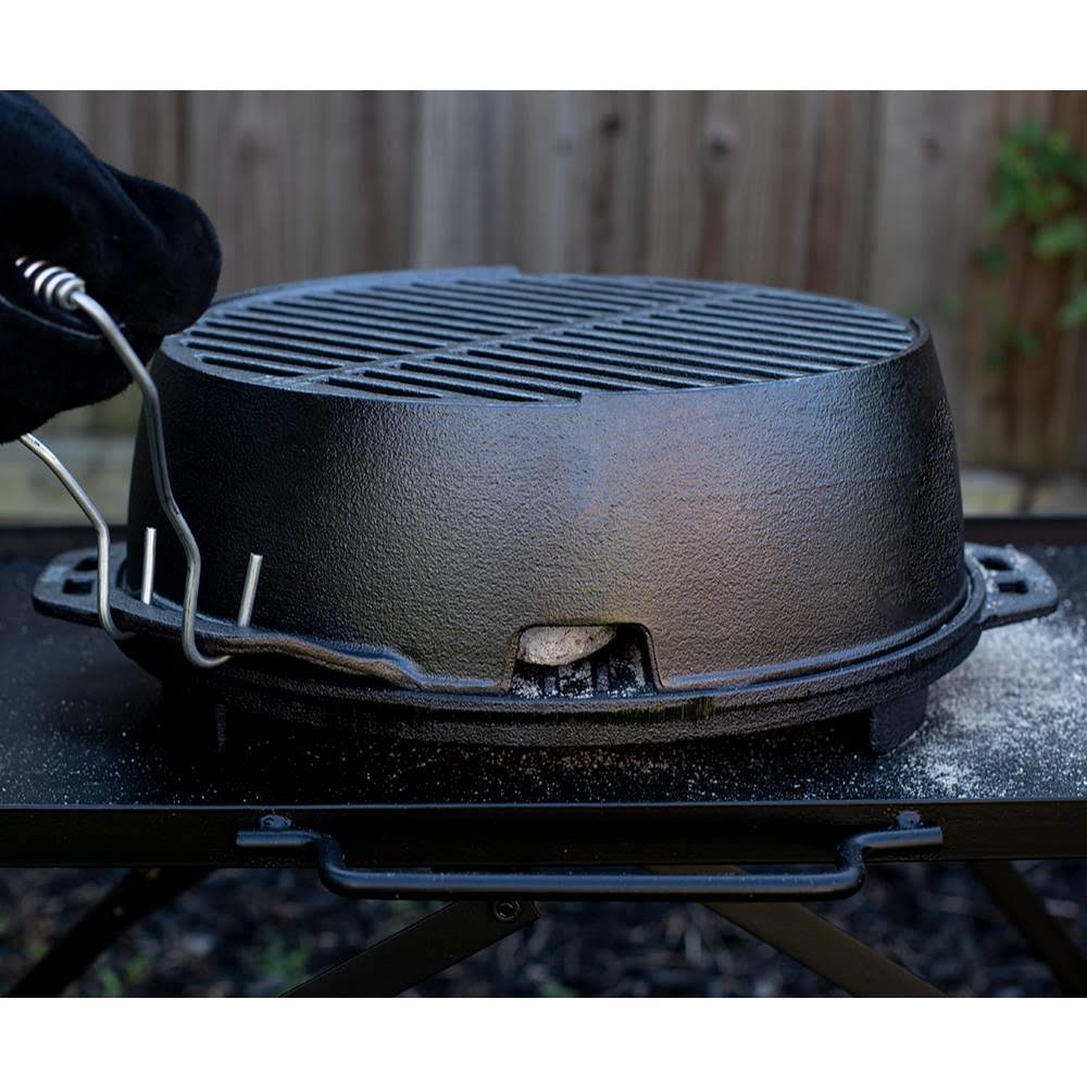 Lodge L12RG Cast Iron Round Kickoff Grill, 12 inch, Black