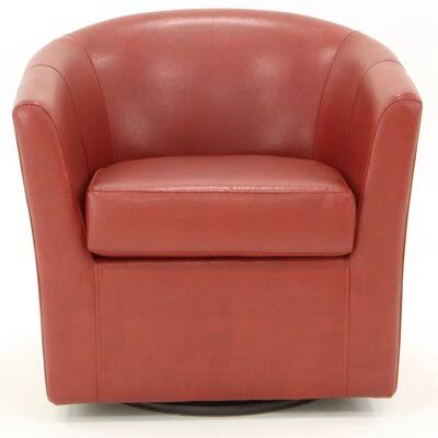 Molinari Swivel Barrel Chair Ebern Designs Fabric: Red Faux Leather