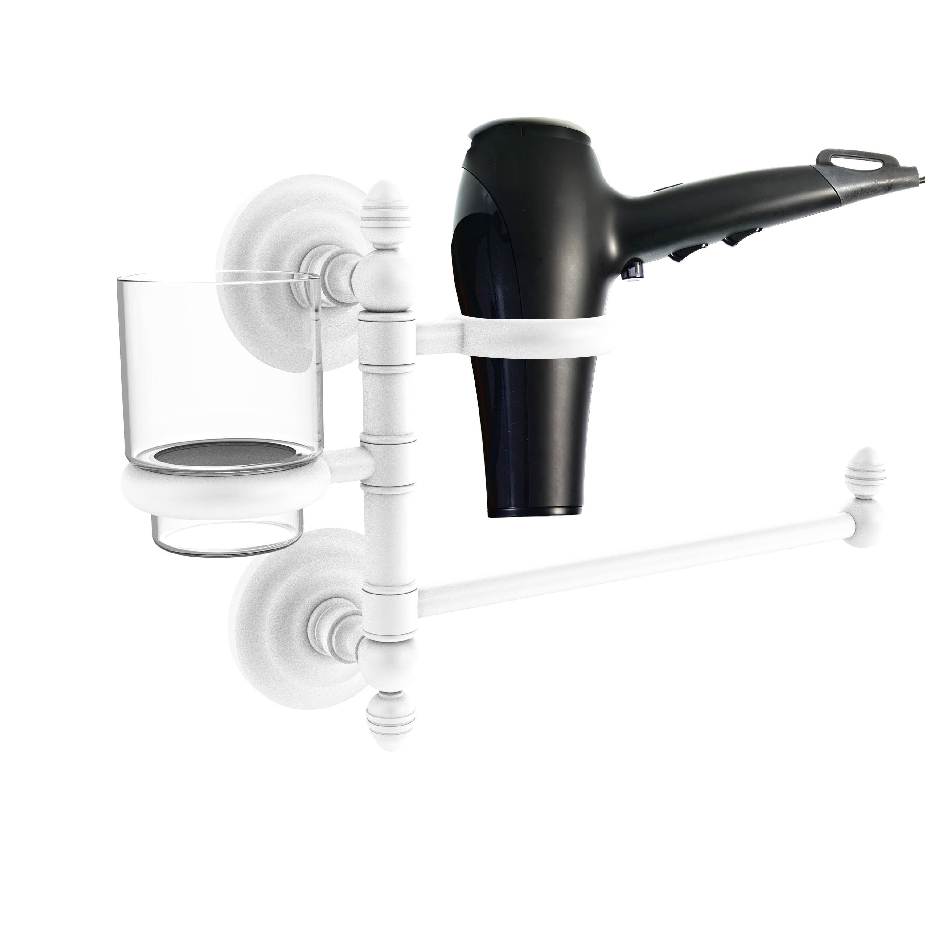 Allied Brass Que New Collection Hair Dryer Holder and Organizer - Matte White