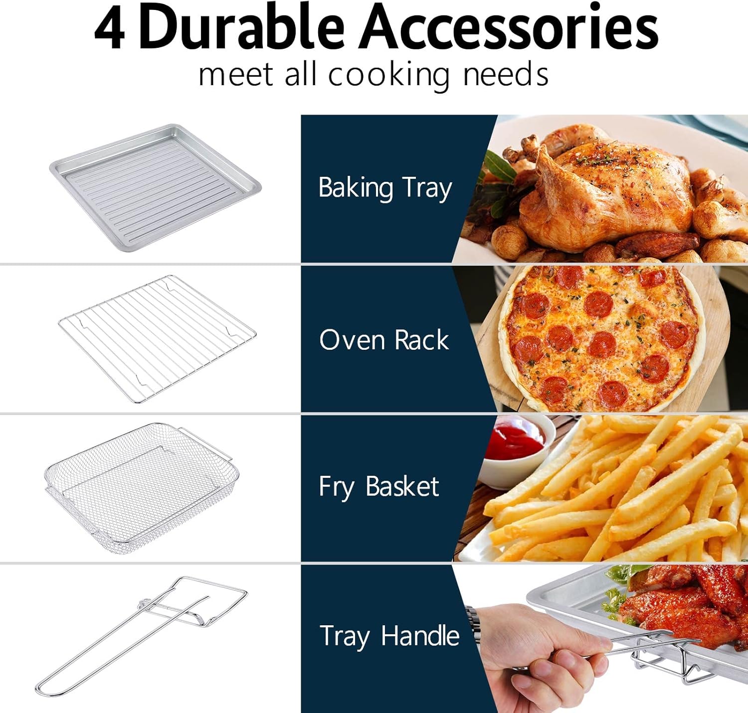 Binkols Air Fryer Oven 25 Quart, 7-in-1 Large Toaster Oven Air Fryer Combo, Large Air Fryer with Air Fry, Broil, Toast, Bake, Warm, 7 Preset Functions, 4 Accessories, 1700W Heats Up Quickly to 450°F
