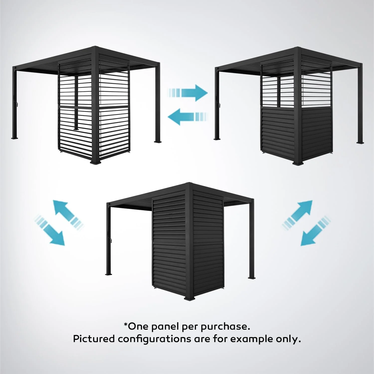 MIRADOR Accessories Aluminum Louvered Sun Shade Shutter Wall for 111S/DA 10'x10' Pergola One Panel, Charcoal