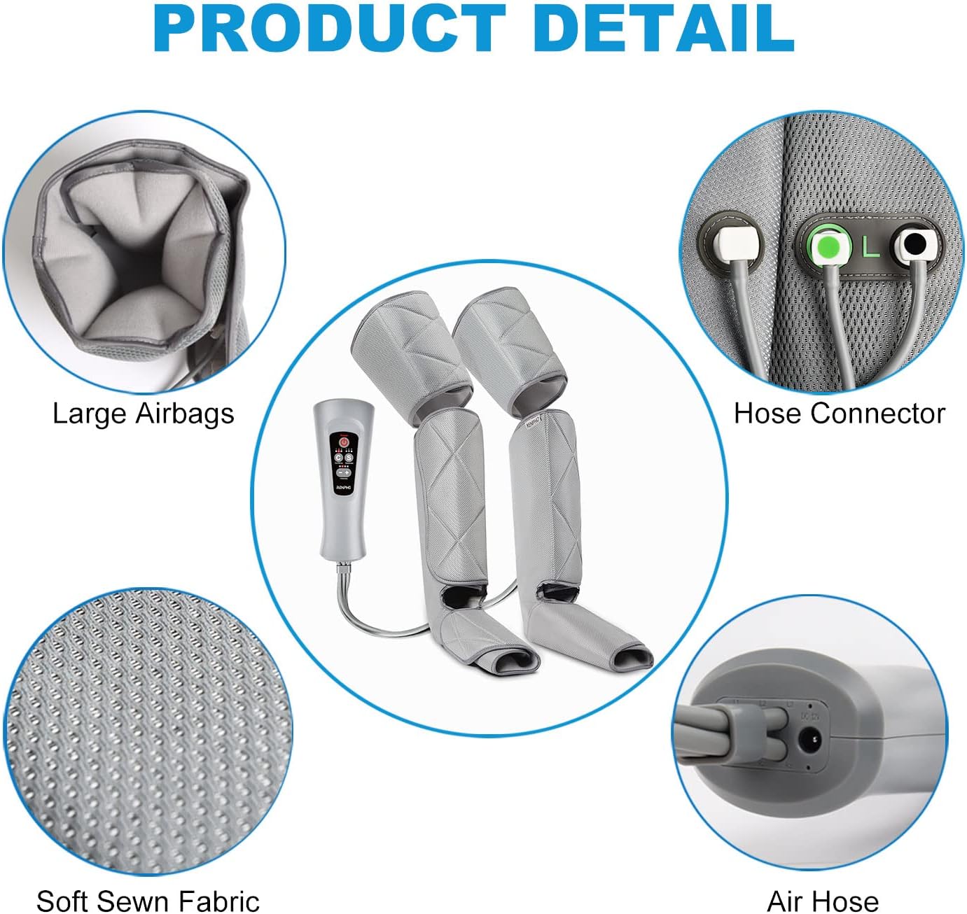 Renpho Leg Massager, Thigh Calf Foot Massage Machine, Adjustable Leg Wrap for Most Size, with 6 Modes 4 Intensities, Gift for Men Women, Helps for Sore Muscle Stiffness Recovery