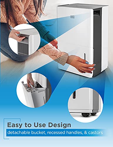 BLACK+DECKER 4500 Sq. Ft. Dehumidifier for Extra Large Spaces and Basements, Energy Star Certified, BDT50WTB,White