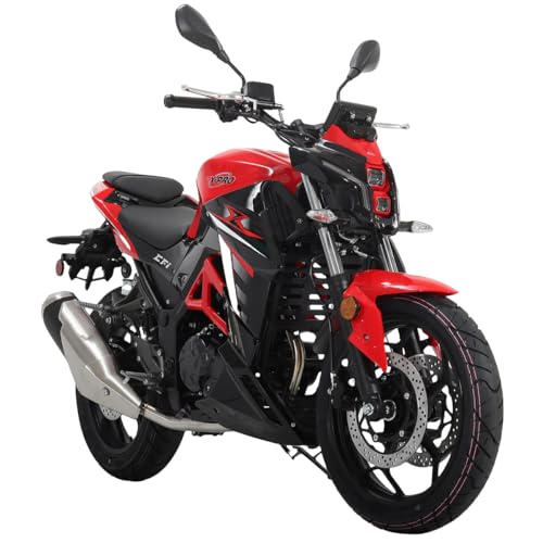 X-PRO Python 250 Electronic Fuel Injection Street Motorcycle with Manual Transmission, Electric Start! 17" Wheels! Assembled In Crate! (Black)
