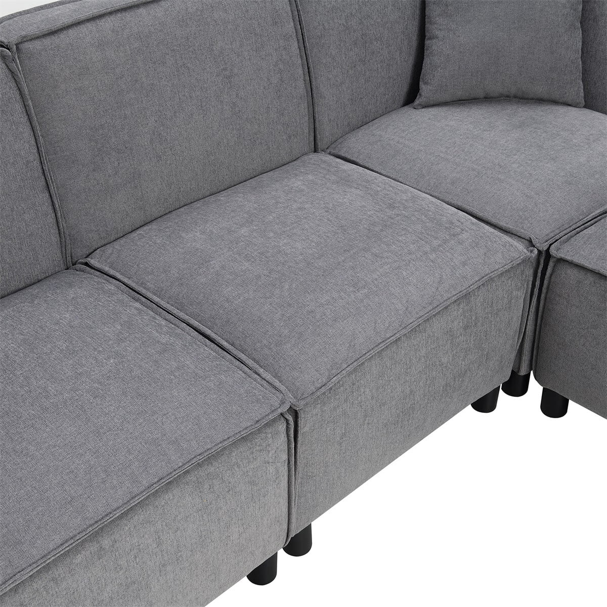 SENTERN 97*74" Modern Minimalist Style Sectional Sofa,L-shaped Couch Set with 2 Free pillows,5-seat Chenille Fabric Couch with Chaise Lounge for Living Room