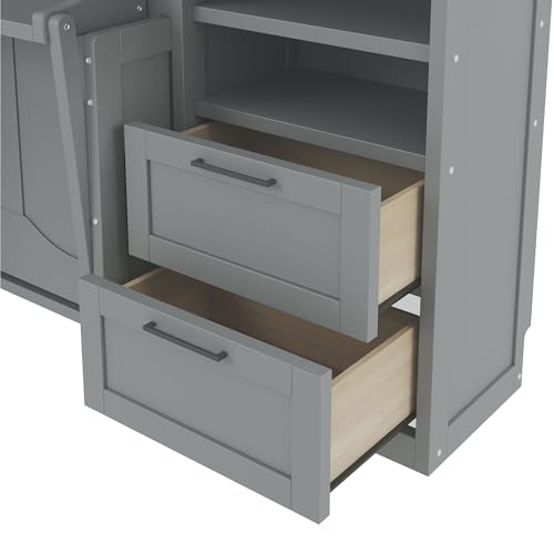 KLMM Wooden Murphy Bed Wall Bed with 2 Wardrobe and Storage Shelf,Foldable Platform Bedframe for Guest-Room Bedroom Study Office Use (White#E, Full)