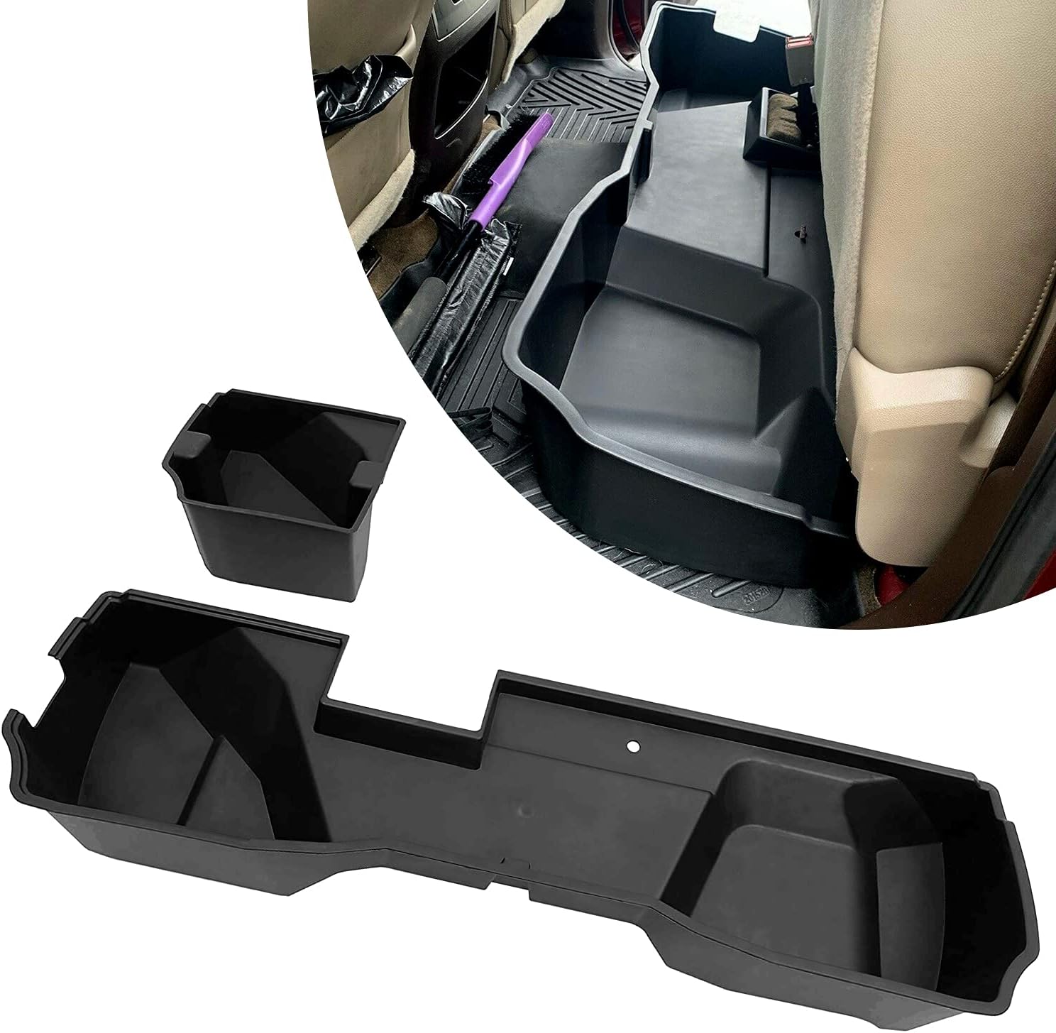 HECASA New Under Seat Storage Box Compatible with 2015-2018 Silverado/Sierra 2500HD/3500HD Extended Cab, 2014-2018 Chevrolet Silverado/GMC Sierra 1500 Double Cab, 2019 Silverado LD/Sierra Limited
