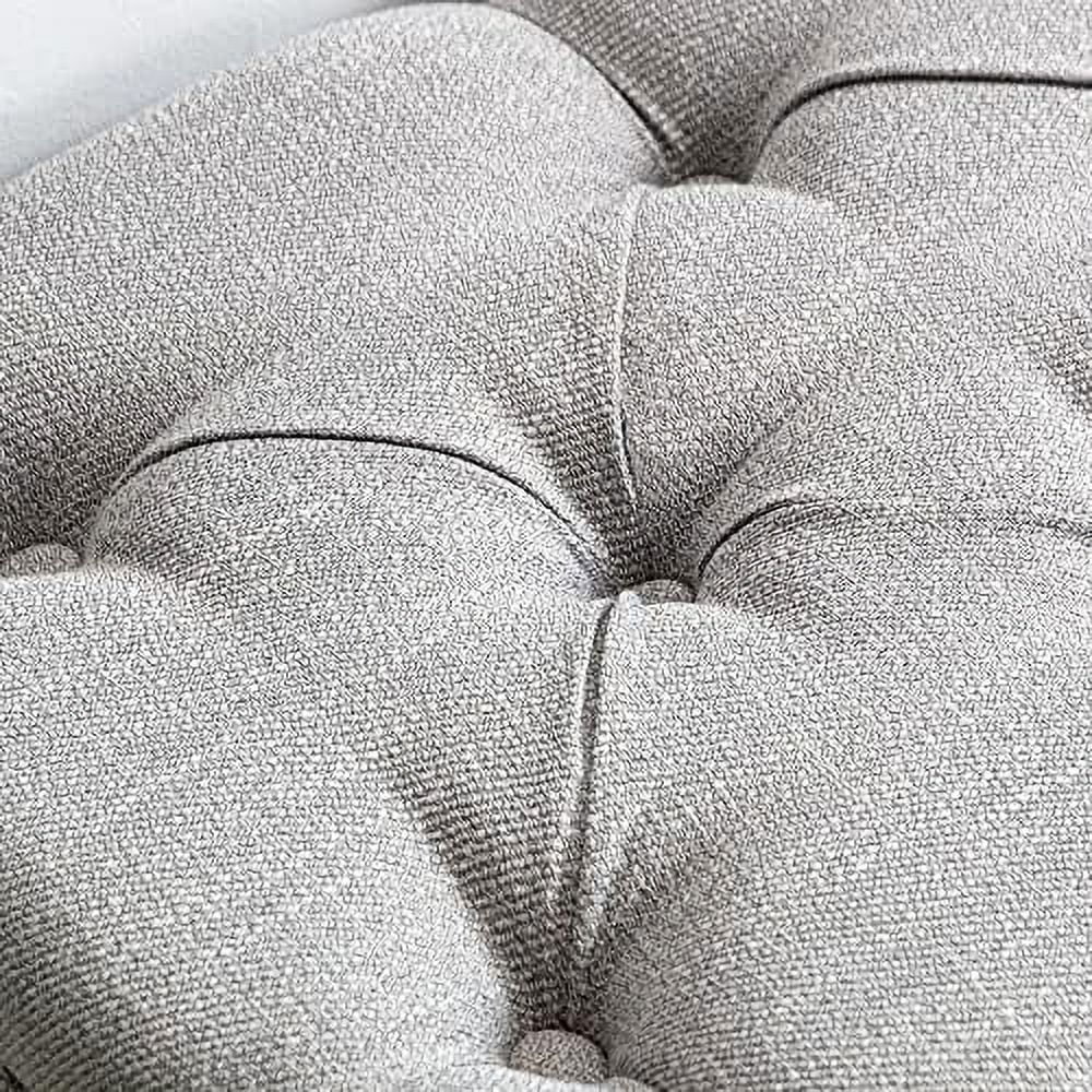 Fabric Entryway Bench with Button Tufted Seat and Rustic Wood Legs  Vintage Bedroom Bench End of Bed  Padded Extra Seating Bench for Living Room Office Studio Hallway  Grey