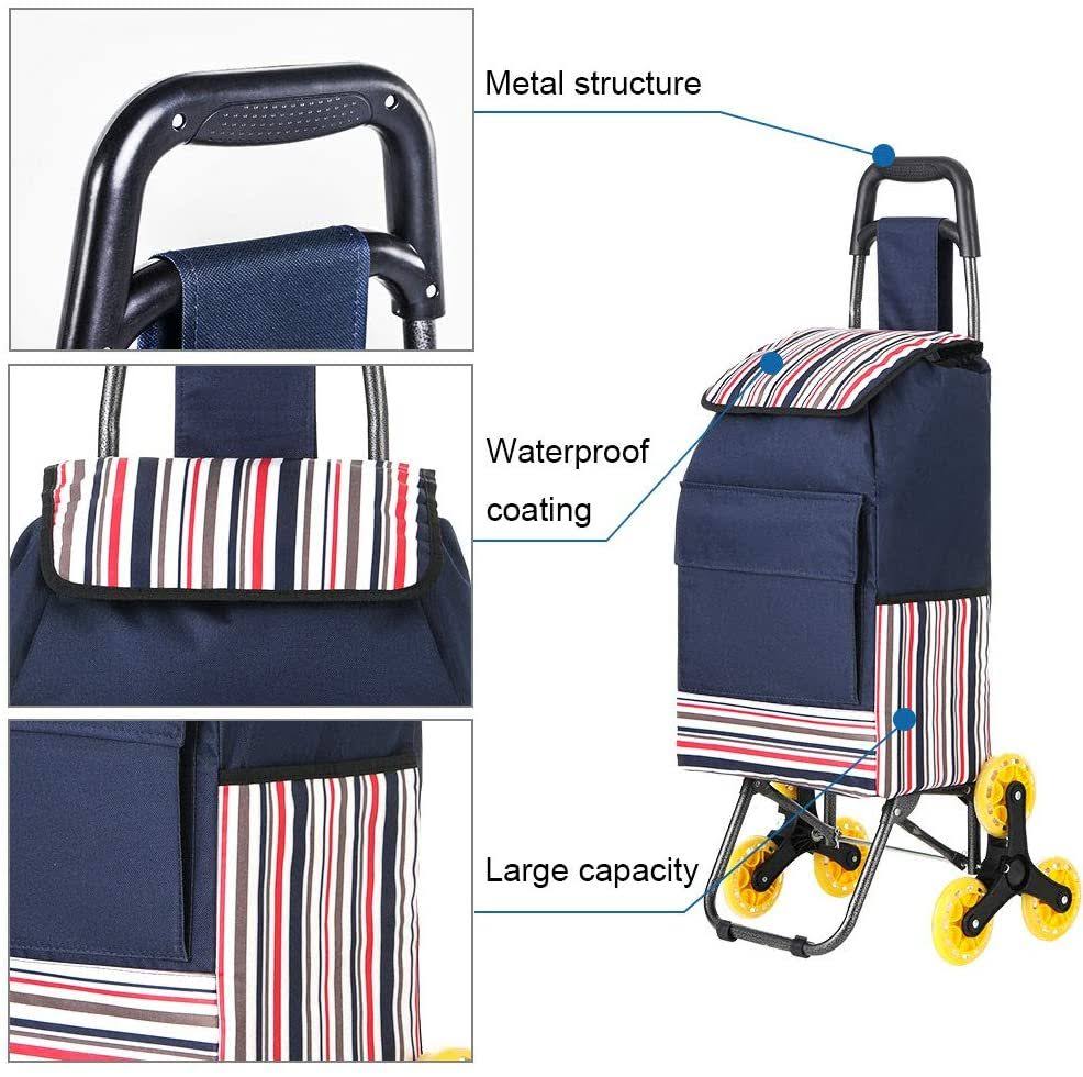 LUCKUP Folding Shopping Cart, Stair Climbing Cart Grocery Laundry Utility Cart