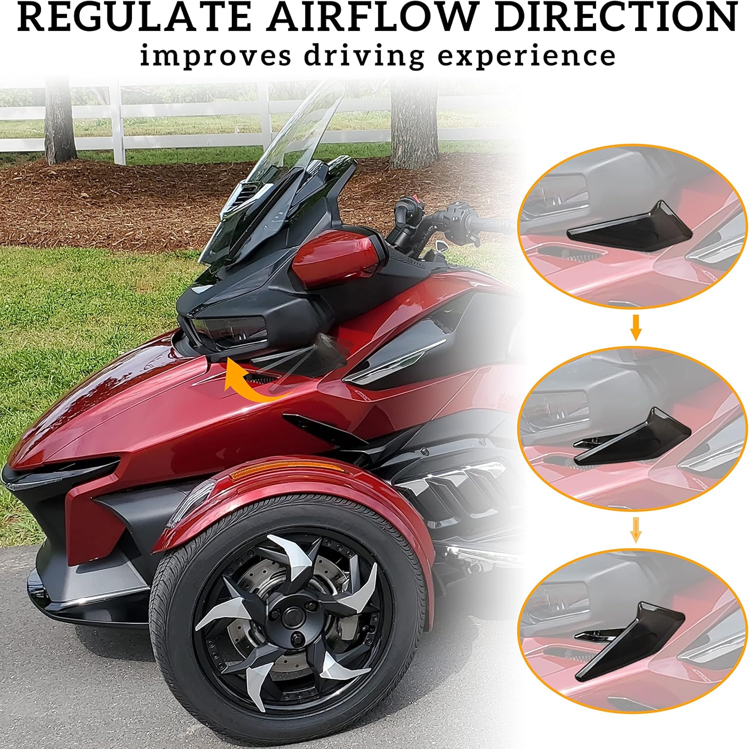Side Air Deflectors Windshield for Can-Am Spyder RT 20-22, SAUTVS Adjustable Side Wind Deflectors Windscreen Wings for Can Am Spyder RT 2020-2022 Accessories (2PCS, Replace #219401040)