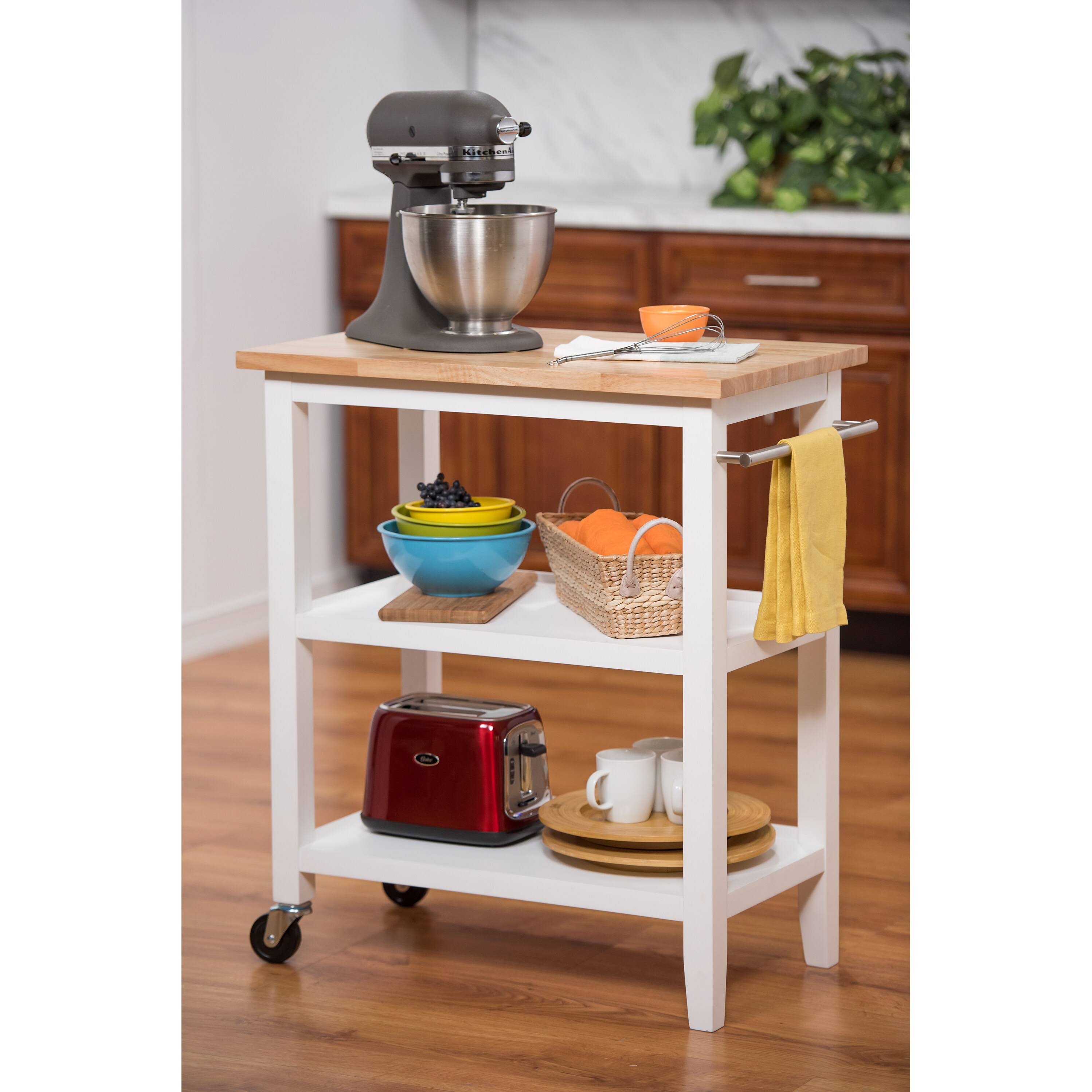 Trinity Wood Kitchen Cart - White