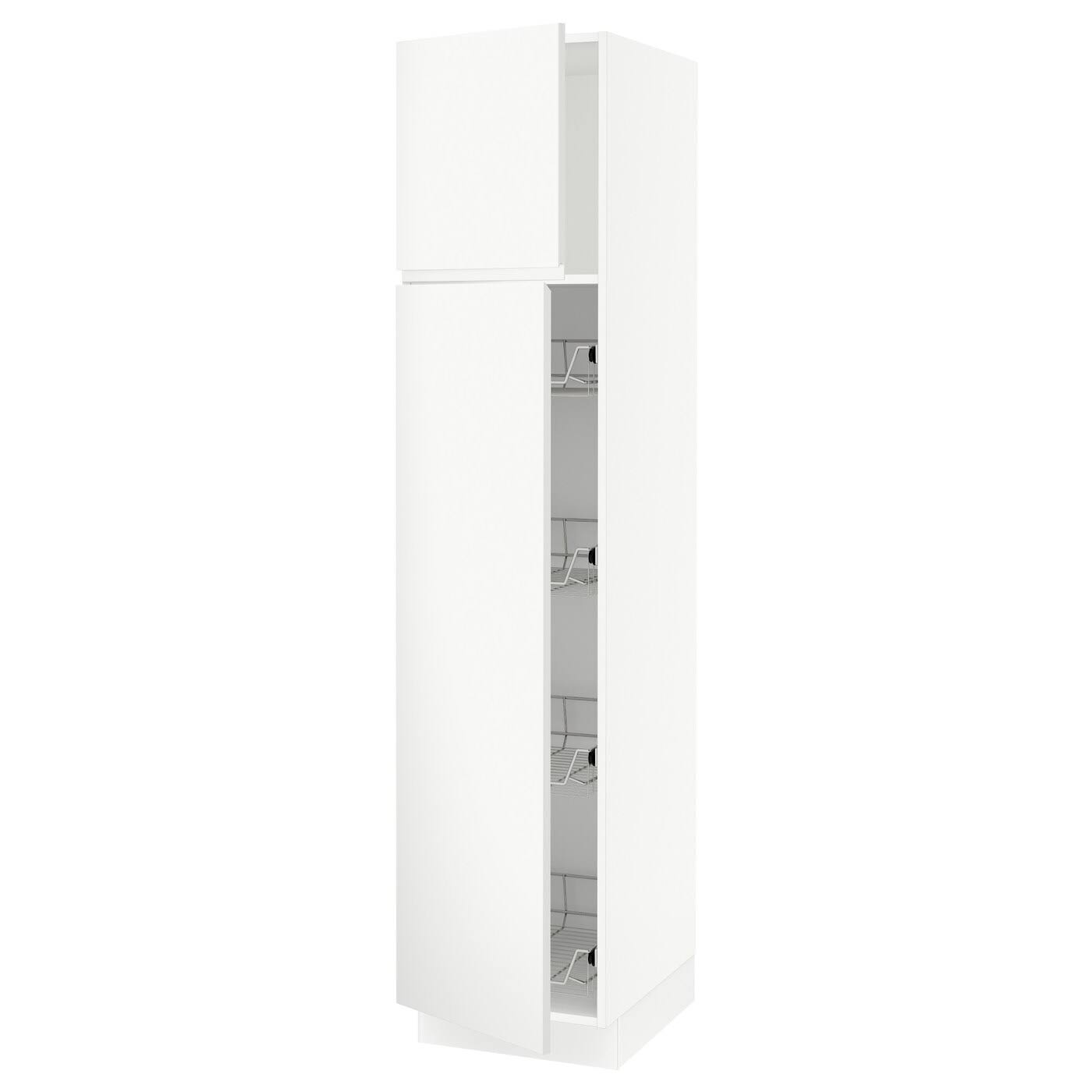 IKEA - SEKTION High Cabinet W door/wire Baskets, white/Voxtorp Matt White, 18x24x80 89365483