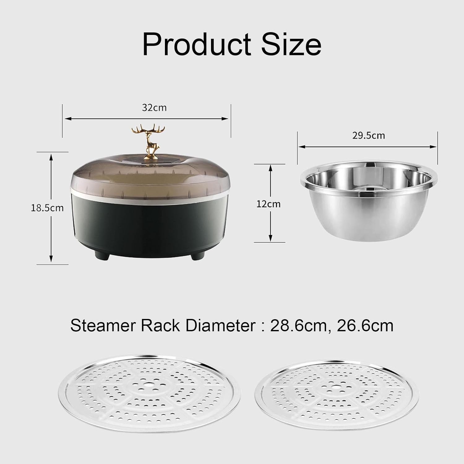 Electric Bread Dough Proofer Machine, Bread Making Tools Kit, Temperature/Time Adjustment, Stainless Steel Liner, With 2 Round Steamer Racks, For Making Bread, Yogurt, Pizza,Blue