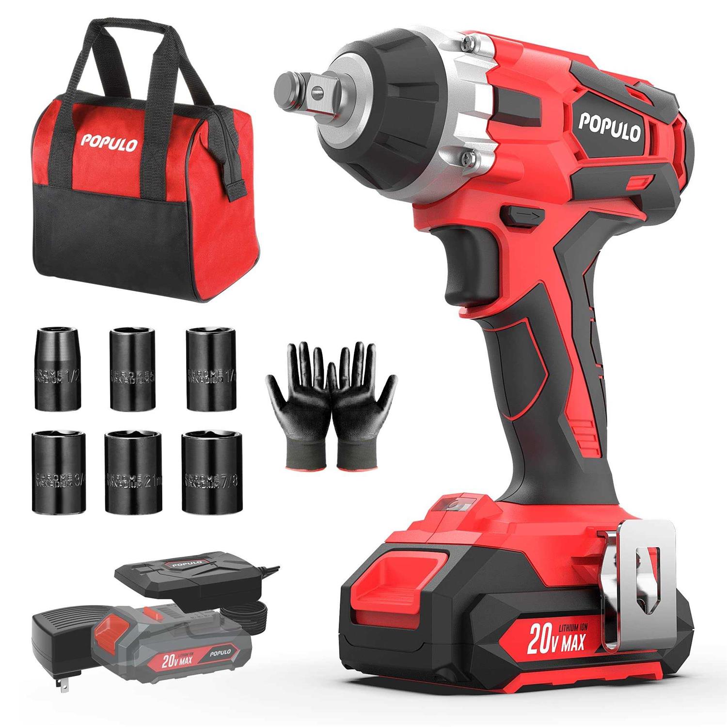 Populo 20V Cordless Impact Wrench Chuck Power Impact Wrenches - Shop Hardware Tools Online Store