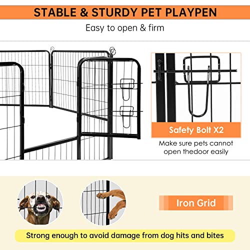 BestPet Dog Playpen Indoor 40 inch 16 Panels Metal Dog Pen Pet Dog Fence Outdoor Exercise Pen with Doors,Pet Puppy Playpen for RV Camping Yard, Black
