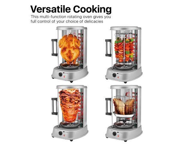 Flexzion Vertical Tower Rotating Rotisserie Oven Grill - Shawarma Kebab Electric Cooker Machine Countertop w/ Stainless Doner Ke